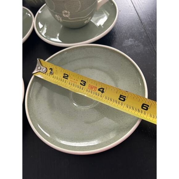 Vtg 50's Harkerware by Russel Wright Coral Olive w/ Flowers-13 Pc. Place Setting - Picture 5 of 8